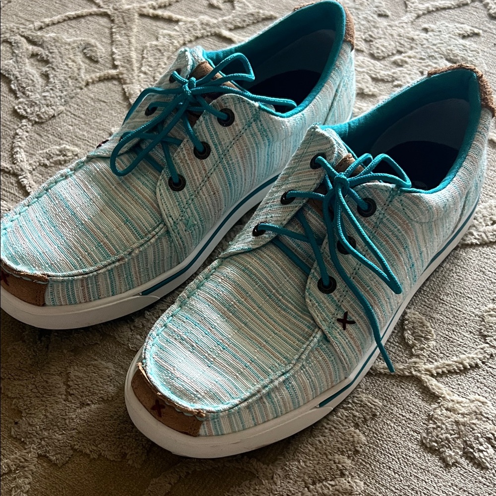 Women’s Twisted X Hooey Looper Striped Teal and Brown Women's Loafers